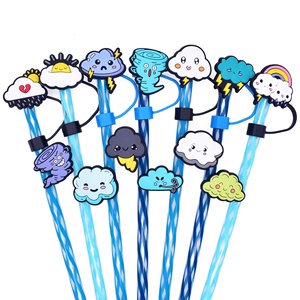 En gros, Topper de paille réutilisable en caoutchouc souple de haute qualité, série Météo, 10 mm, motif dessin animé mignon - Product Image 4