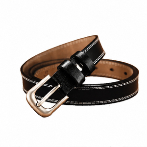 <span class=keywords><strong>Ceinture</strong></span> en cuir véritable <span class=keywords><strong>noir</strong></span> pour <span class=keywords><strong>femme</strong></span> personnalisable avec boucle <span class=keywords><strong>argent</strong></span>ée <span class=keywords><strong>et</strong></span> surpiqûres contrastées blanches, <span class=keywords><strong>ceinture</strong></span> décontractée - Product Image 1