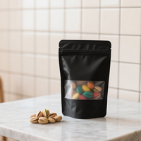 Sacs refermables en papier kraft noir recyclable Lebei pour aliments, emballage en papier kraft, sachets refermables avec fenêtre transparente