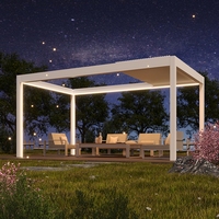 Pergola extérieure de luxe en aluminium avec rideaux mobiles, taille 3x3m, cadre en bois-plastique, fournie par l'usine, par des experts en aménagement extérieur