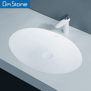 Fregadero de piedra de superficie sólida pulida ovalada moderna de Venta caliente nuevo lavabo debajo del mostrador para uso en el baño del hogar y el hotel - Product Image 2