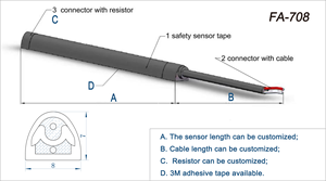 Cảm biến cạnh an toàn fa708 TPE cho khu vực ra vào an toàn của hành khách của xe buýt và xe lửa cạnh cảm biến chống chụm cửa - Product Image 2