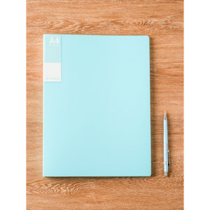 Daisomungu468 Blue A4 Clear cartella di File 40 fogli pagg porta documento con Logo personalizzato in plastica cartella di presentazione per uso scolastico