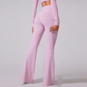 Pantalones de nailon de terciopelo acampanados de cintura alta, cepillados, moldeadores, para deportes al aire libre, a media pantorrilla, con sensación de segunda piel, ¡los más vendidos y recién llegados! - Product Image 1