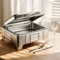 Edelstahl-Sichtbuffet-Ofen, quadratisches Chafing-Dish-Set mit Sichtfenster, professionelle Küchenausstattung für Restaurants