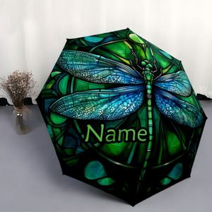 1 Pieza, Sin Pedido Mínimo, Paraguas Plegable Personalizado con Nombre de Libélula, Regalo de Vidrio Estampado, Impresión UV, Parapluie Personalizado - Product Image 4