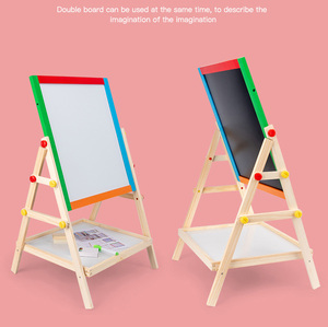 Comniki in legno lavagna cavalletto per bambini educativo di scrittura e tavolo da disegno con supporto a doppia faccia strumento per la casa e la scuola - Product Image 5