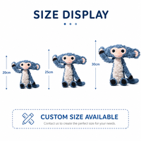 Peluche singe bleu personnalisée, directement de l'usine, en coton PP, avec broderie artistique, OEM ODM, poupée de personnage en peluche pour marques IP originales