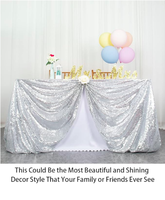 Nappe scintillante en sequins argentés pour fête, mariage, banquet, réception du Nouvel An, décoration