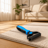 Brosse de toilettage double face en acier inoxydable écologique pour animaux de compagnie, éliminateur de poils, démêloir et peigne à sous-koir pour chiens - Vente en gros
