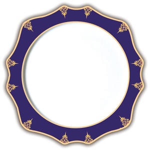 Assiettes à dîner en porcelaine à bord doré, best-seller, fleurs bleues, plats et assiettes en céramique irréguliers - Product Image 4