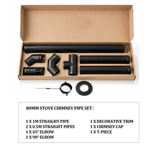Kit <span class=keywords><strong>de</strong></span> cheminée moderne <span class=keywords><strong>de</strong></span> <span class=keywords><strong>80</strong></span> mm <span class=keywords><strong>de</strong></span> diamètre avec coude <span class=keywords><strong>de</strong></span> 1 mm d'épaisseur pour foyer/cheminée à bois, idéal pour salle à manger, villa, appartement - Product Image 5