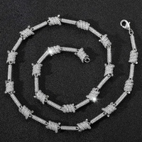 Hip Hop Ice Out Fil Chaîne Personnalité Cubain Lien Chaîne Avant Et Arrière Plein Zircon Bijoux Collier Pour Hommes Et Femmes