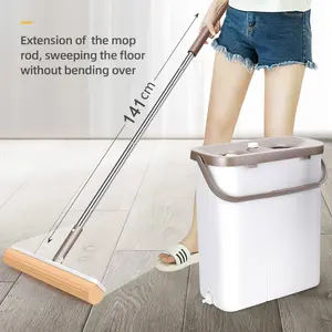 新型滚轮头海绵水挤压平地板易清洁Pva拖把和桶套装厨房卧室清洁