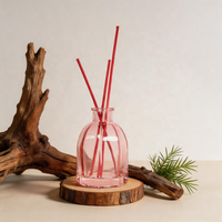 Flacon diffuseur de parfum de luxe carré en verre rose à facettes 125 ml, base lestée 200 g, élégant, pour huile aromatique, ouverture 18 mm