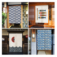 Impresión a todo Color tela de lino barata logotipo personalizado foto impresión personalizada tienda de cocina cortina de puerta Noren japonesa