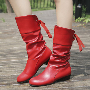 Botas de media pantorrilla para mujer, estilo punk, tallas grandes, moda otoño invierno primavera, color liso, suela de goma, botas de primavera - Product Image 5