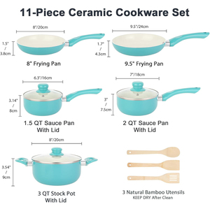 High Quality Modern White <b>Ceramic</b> Coated Pot <b>Pan</b> Glass Lids Soft Touch Handles Non-Stick 11 Piece Aluminum Cookware <b>Set</b> - Product Image 2