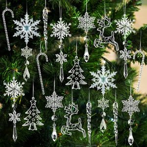 Dropshipping Shopify 18 Pieces Acrylic Christmas <b>Tree</b> Hanging <b>Ornaments</b> Icicle Drip Drop Pendant Decor Set - Product Image 5