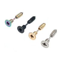 Boucles d'oreilles unisexes tendance punk hip-hop en acier inoxydable plaqué or 18 carats avec breloques géométriques, bijoux de mode, cadeau, vente en gros