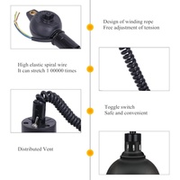 Lampe chauffante suspendue en fer pour buffet, avec chauffage à économie d'énergie et température réglable, pour usage commercial (noir)