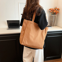 Tas Tote Kain Wanita JOYSUN Gaya Jepang, Kapasitas Besar, Model Selempang, Dilengkapi Resleting