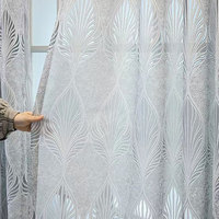 Rideau de fenêtre en jacquard de luxe à motif de feuilles, semi-occultant, avec œillets, pour salon, chambre à coucher, hôtel