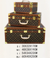 Ensemble de 4 Valises-Coffres Minières en Bois Rétro et Mignonnes, Bagage à Main sans Roues pour Nuitées