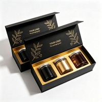 Boîte d'emballage personnalisée pour thé au miel, cadeau d'entreprise, coffret cadeau 3 pots, boîte de rangement avec insert en mousse, boîte magnétique avec logo en feuille d'or