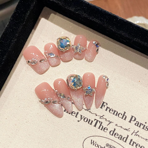 Thiên niên kỷ loạt sang trọng ép móng tay giả nhà máy móng tay mát mẻ của Mèo Mắt kim cương long lanh Pháp tím xanh vỡ bướm - Product Image 1