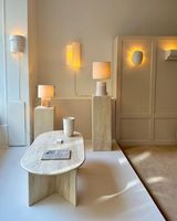 Table d'appoint en marbre de travertin naturel pour l'intérieur, prix d'usine