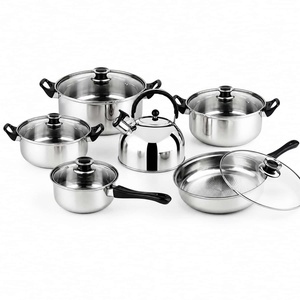Ensemble de casseroles en acier inoxydable, 6 pièces, pour usage domestique, marmite, casserole à lait, poêle, bouilloire, cuisine, cadeau - Product Image 1