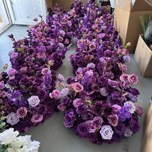 Decoración de Mesa para Bodas GreenLife, Centro de Mesa con Bola de Flores Artificiales en Morado Oscuro, 60 cm, Hecho a Mano, para Uso en Interiores/Exteriores - Product Image 3