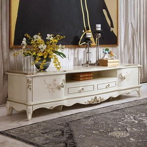 Mueble de TV de Madera Maciza Francesa Noble, Tallado a Mano, de Lujo, para Almacenamiento en el Hogar, Hotel, Estilo Tradicional Europeo, Pintado, para Sala de Estar de Villa - Product Image 3