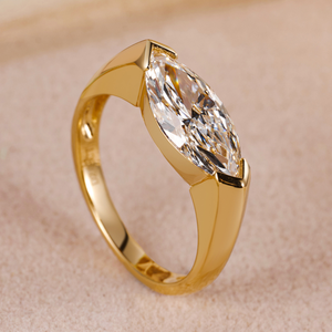 Groothandel Ring Lab Grown Marquis Diamant CVD HTHP Diamant IGI Klasse Ring 18kt Massief Goud Echt Diamanten Verlovingsringen - Product Image 3