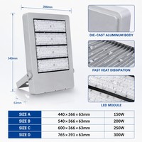Projecteur LED 150W-300W IP65 étanche en aluminium moulé sous pression pour éclairage extérieur de parkings et projets commerciaux