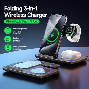 LED แท่นชาร์จไร้สายแบบ3 in 1พับได้สำหรับ iPhone 15 14 13 12 <span class=keywords><strong>11</strong></span> <span class=keywords><strong>Apple</strong></span> <span class=keywords><strong>Watch</strong></span> 9 8 7 6 5 airpods <span class=keywords><strong>Pro</strong></span> - Product Image 2
