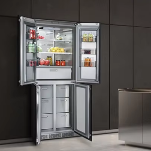 מקרר משולב בעל דלתות צרפתיות, נירוסטה, בעל קיבולת גדולה, עם מדחס חשמלי, לשימוש ביתי, ברכב ובשטח פתוח. - Product Image 1