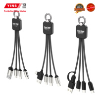 Logo LED personnalisé recto-verso lumineux de forme carrée 3-en-1 logo lumineux lumineux pour imprimante cadeau promotionnel de câble USB