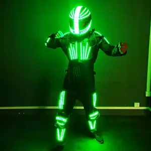 Baju besi lampu LED Predator, setelan pakaian Alien warna-warni, baju pertunjukan lintas batas, baju KTV menyala dalam gelap