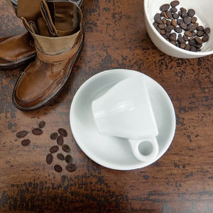 EN PACK Diseño clásico italiano 80ML Taza de espresso Taza de café de doble tiro de cerámica de 9mm de espesor para elaboración a mano - Product Image 4