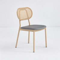 Chaise de salle à manger moderne minimaliste de style italien en osier et métal, dossier haut, ergonomique, durable, écologique, pour restaurant, hôtel, école