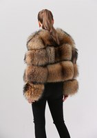 YY1884 Manteau d'hiver court en fourrure de raton laveur naturelle véritable