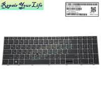 Clavier d'ordinateur portable rétroéclairé russe RU pour HP ZBOOK 15 G5 15 G6 17 G5 17 G6 L12765-251 avec cadre argenté et trackpoint