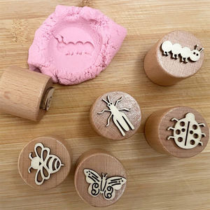 Sellos de Madera Personalizados para Plastilina, Sellos de Madera Natural con Patrones Variados, Juguetes de Plastilina de Madera para Niños - Product Image 4