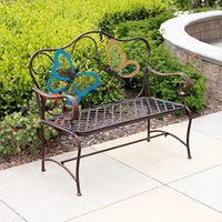 Banc de chaise décoratif en métal en forme de papillon coloré peint pour la décoration extérieure de patio de jardin de parc
