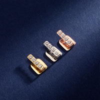 Grillz dentaire préfabriqué Hip Hop sans nickel, plaqué or, pour une seule dent supérieure, avec diamant, en laiton, qualité supérieure