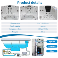 Jacuzzi Exterior para 5-6 Personas, Fácil de Instalar, de Acrílico, con Hidromasaje y Sistema Balboa, Ideal para Jardines Pequeños