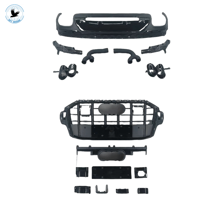 Car Middle Grilles Rear Diffuser Exhaust Tips SQ7 Body Kit for Audi Q7 Facelift Parts