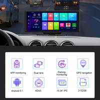 Kotak hitam mobil 10.26 inci 4g, perekam Video pemantau jarak jauh 1080p 2gb + 32gb navigasi GPS Android Dash Cam tampilan layar terpisah
